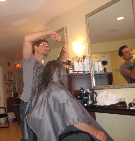 Patrick, of XYZ Salon, going to work.