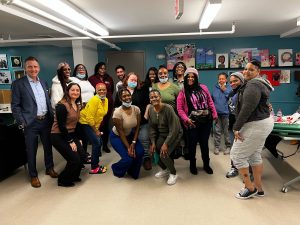 John Cortale joins women at Calvary for a lunch and learn.