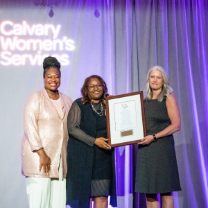 Michele Lawrence Jawando, Judith N. Batty, and Kris Thompson pose with the 2023 Hope Award